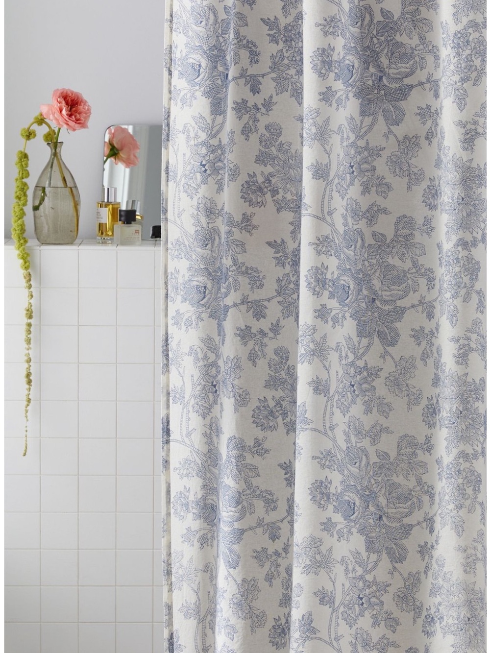 Blue Floral Print Shower Curtain - Urban Outfitters